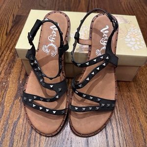 Very G Black Studded Sandals